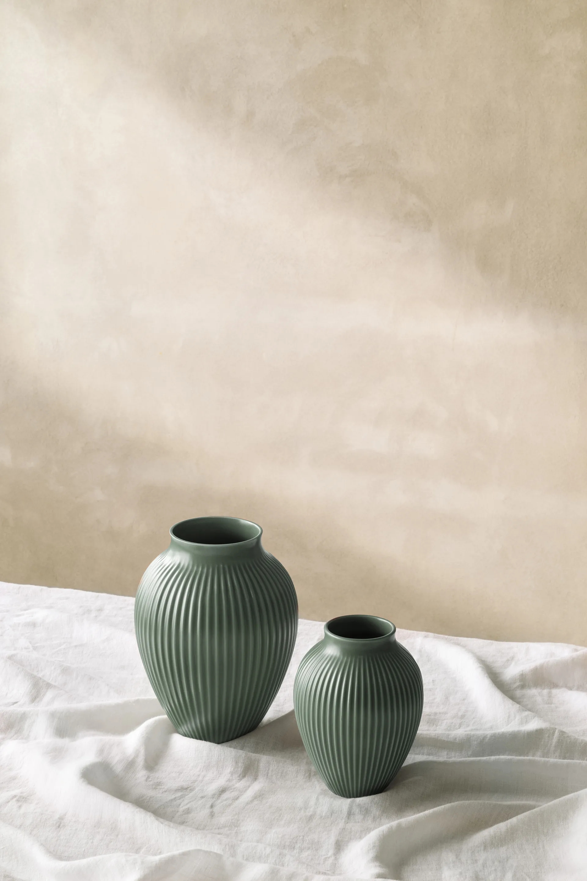 Knabstrup vase ripple mat celadon green, 27 cm Knabstrup Keramik