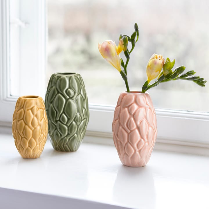 Leaf vase pakke med tre styk - Lyserød-grøn-gul - Knabstrup Keramik