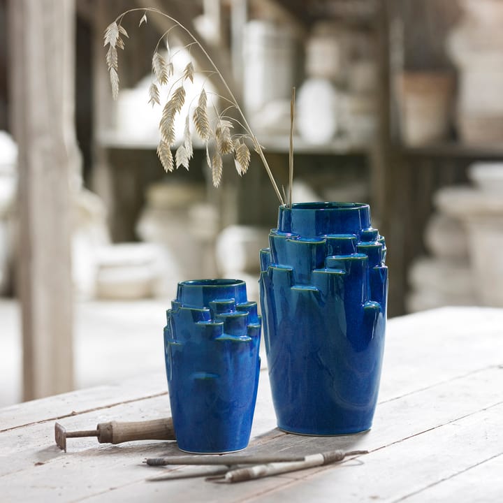 Plateau vase 17 cm - Mørkeblå - Knabstrup Keramik