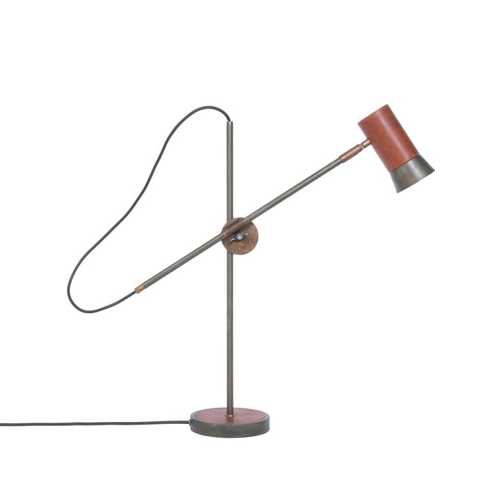 Kusk bordlampe - jernoxid/brunt læder - Konsthantverk