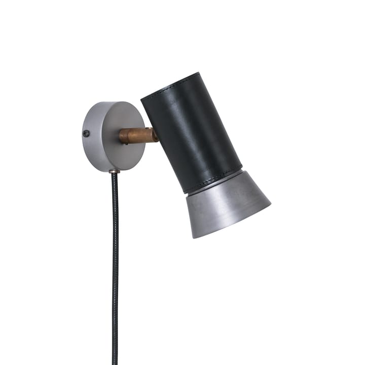 Kusk væglampe - råjern/sort læder - Konsthantverk