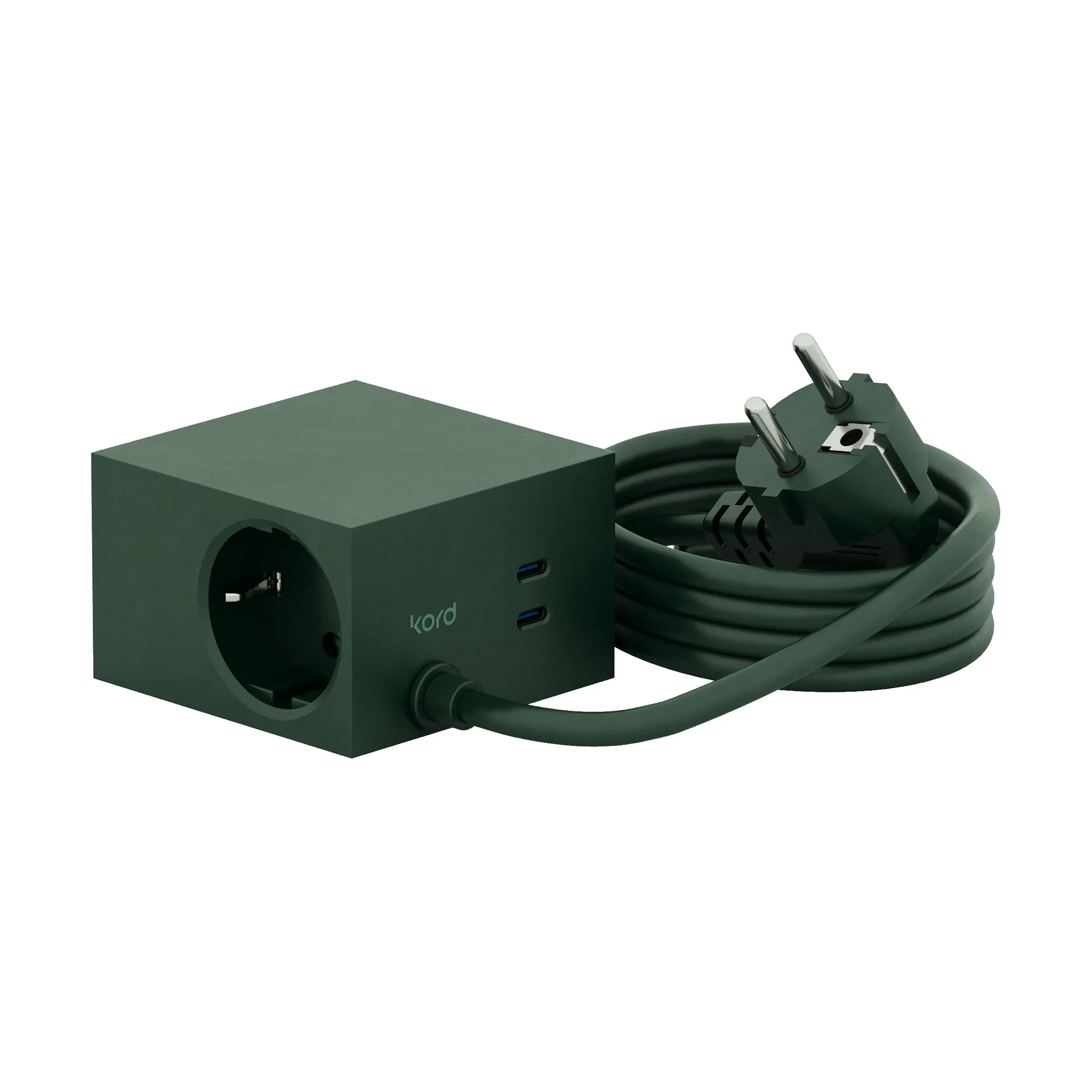 Cuboid+ stikdåse USB-C 30W 2 m, Dark Green Kord