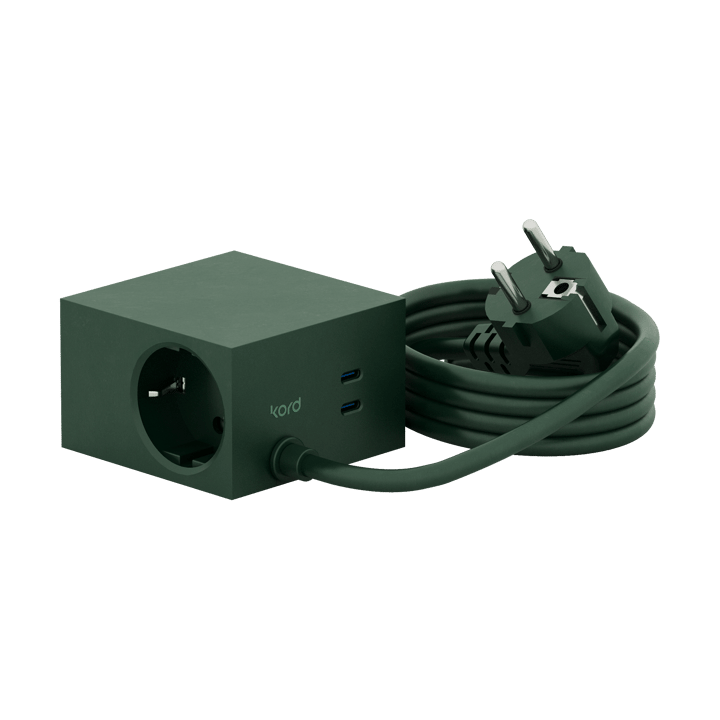 Cuboid+ stikdåse USB-C 30W 2 m - Dark Green - Kord