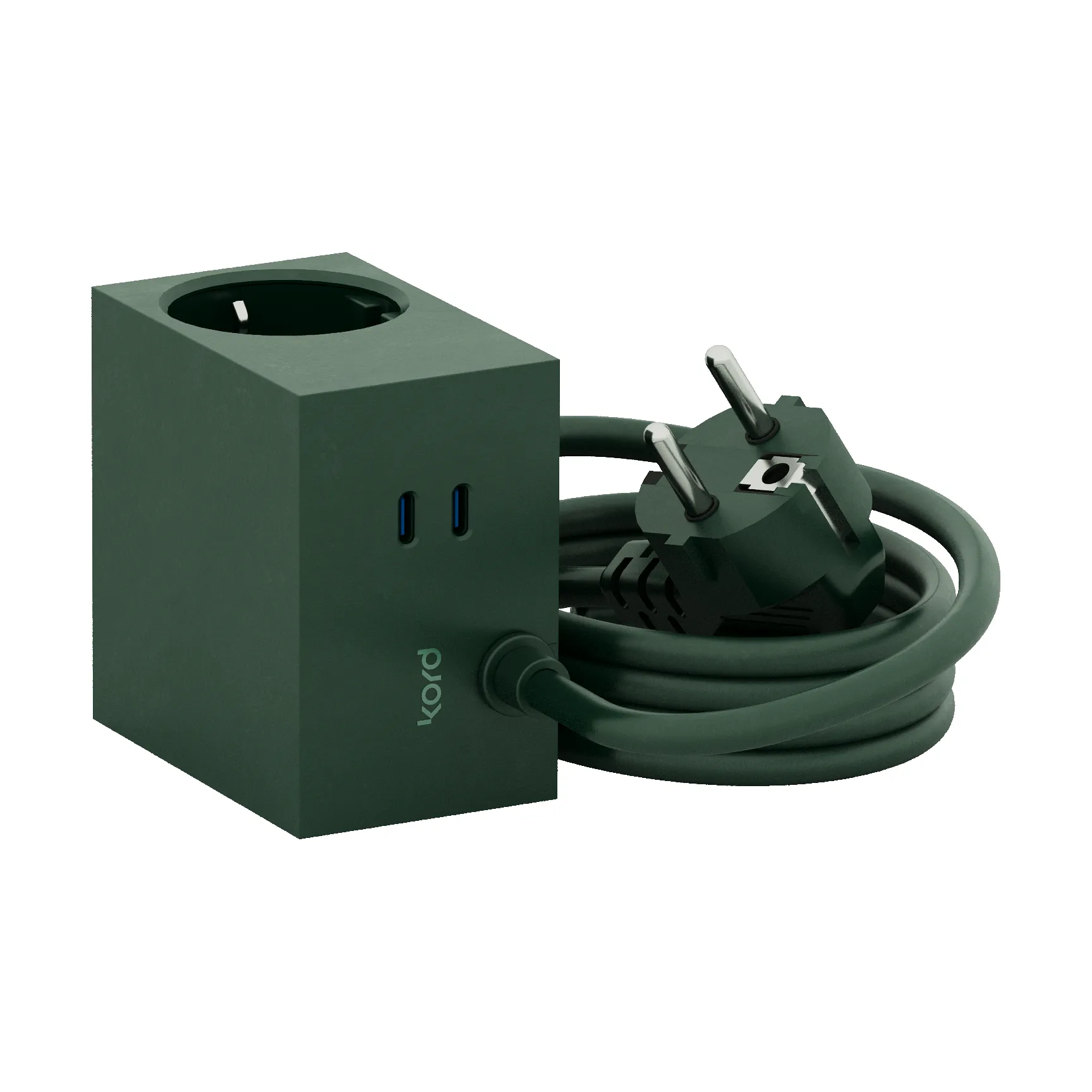 Cuboid+ stikdåse USB-C 30W 2 m, Dark Green Kord