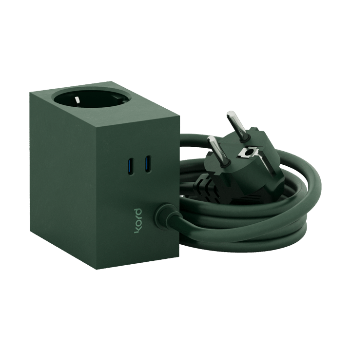 Cuboid+ stikdåse USB-C 30W 2 m, Dark Green Kord