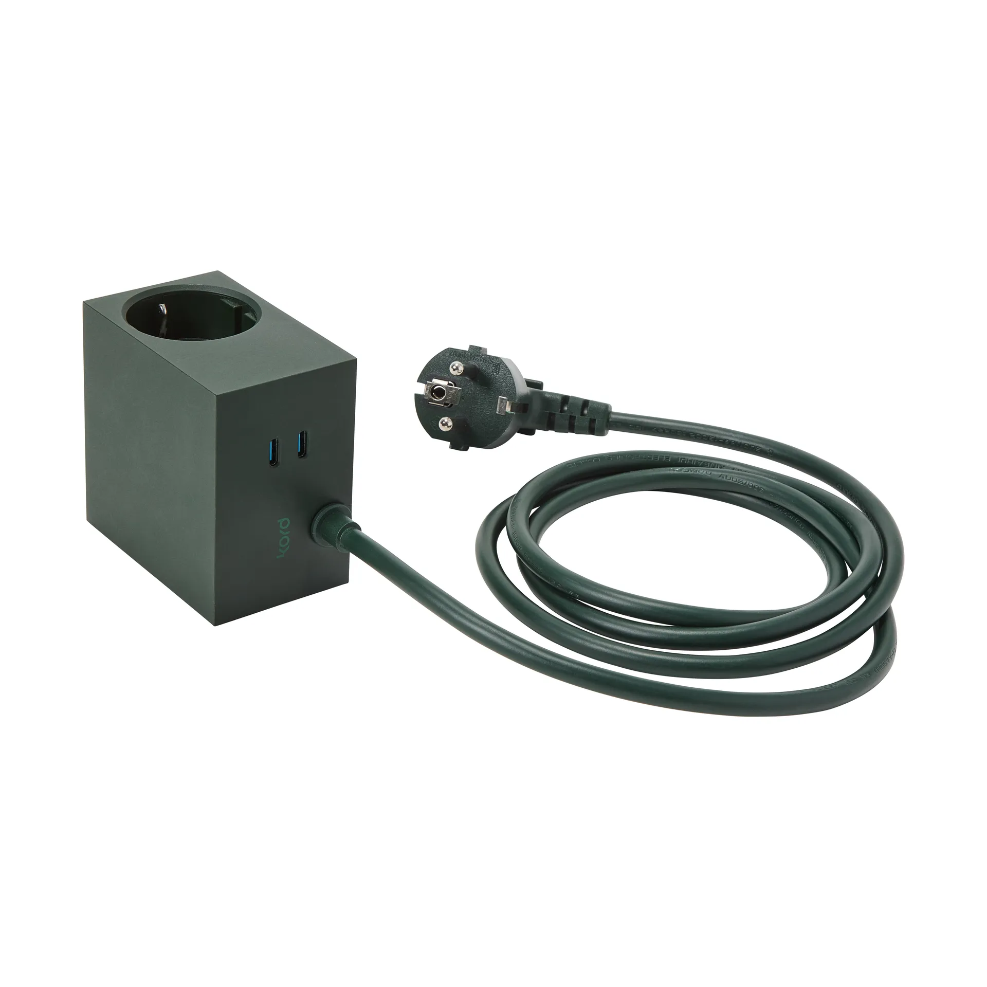 Cuboid+ stikdåse USB-C 30W 2 m, Dark Green Kord