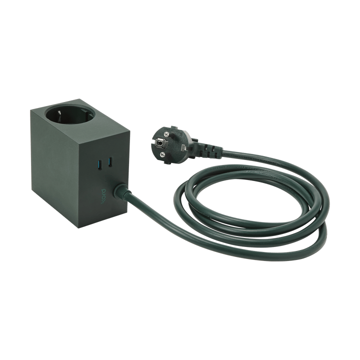 Cuboid+ stikdåse USB-C 30W 2 m, Dark Green Kord