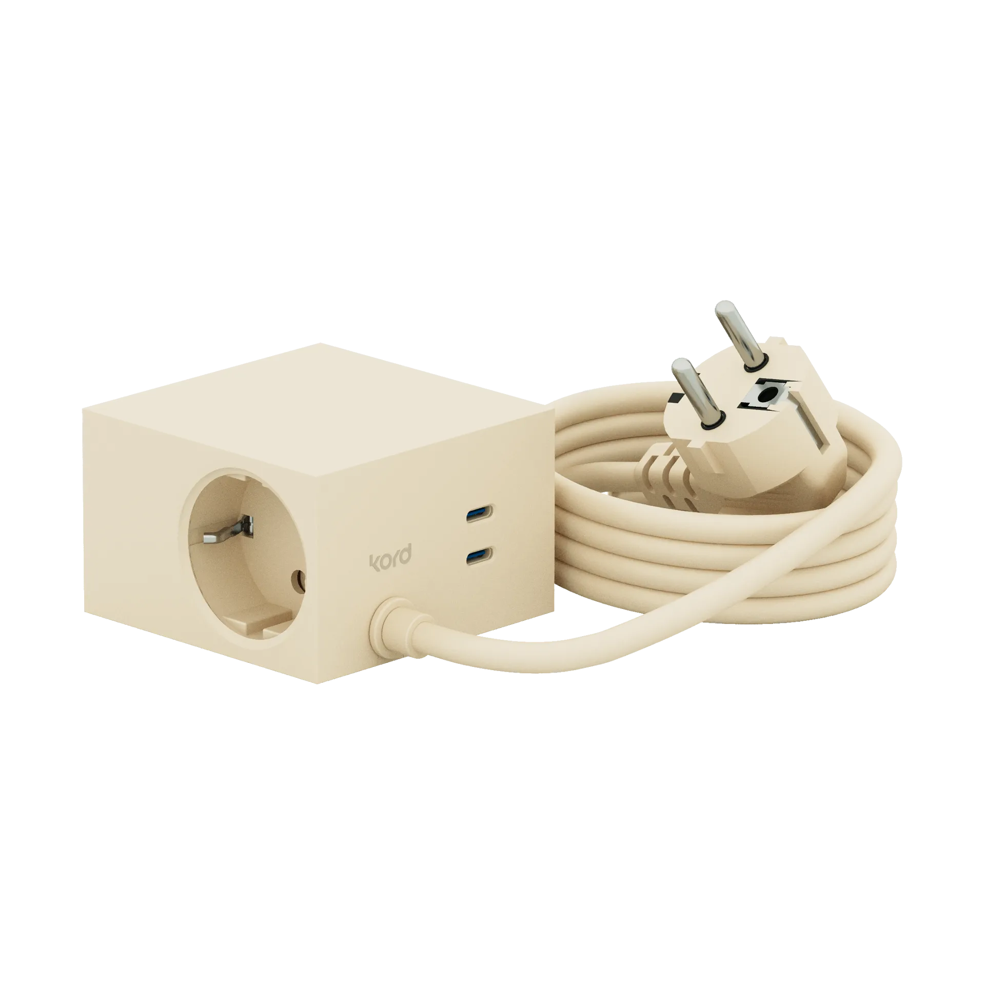 Cuboid+ stikdåse USB-C 30W 2 m, Pearled Ivory (hvid) Kord