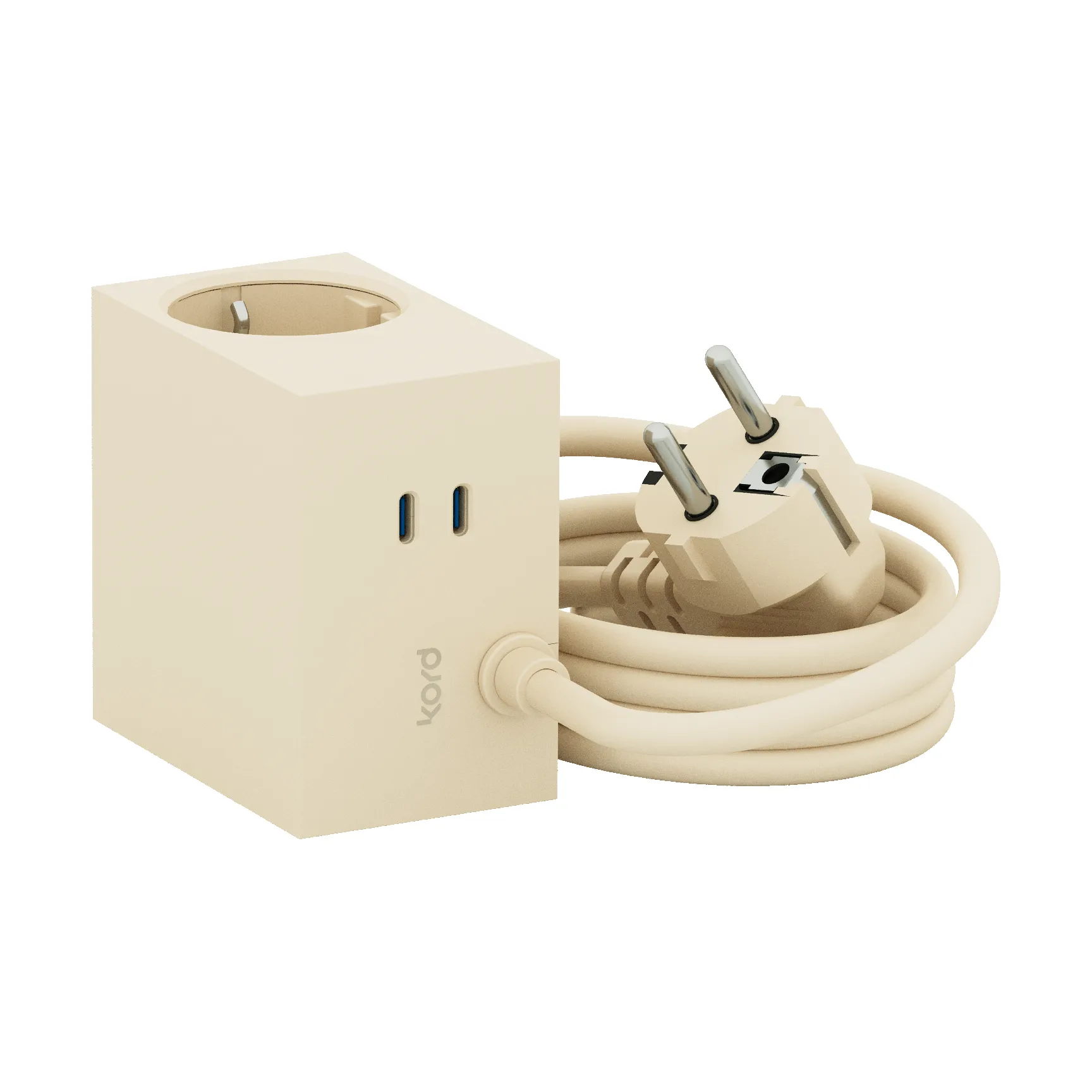 Cuboid+ stikdåse USB-C 30W 2 m, Pearled Ivory (hvid) Kord