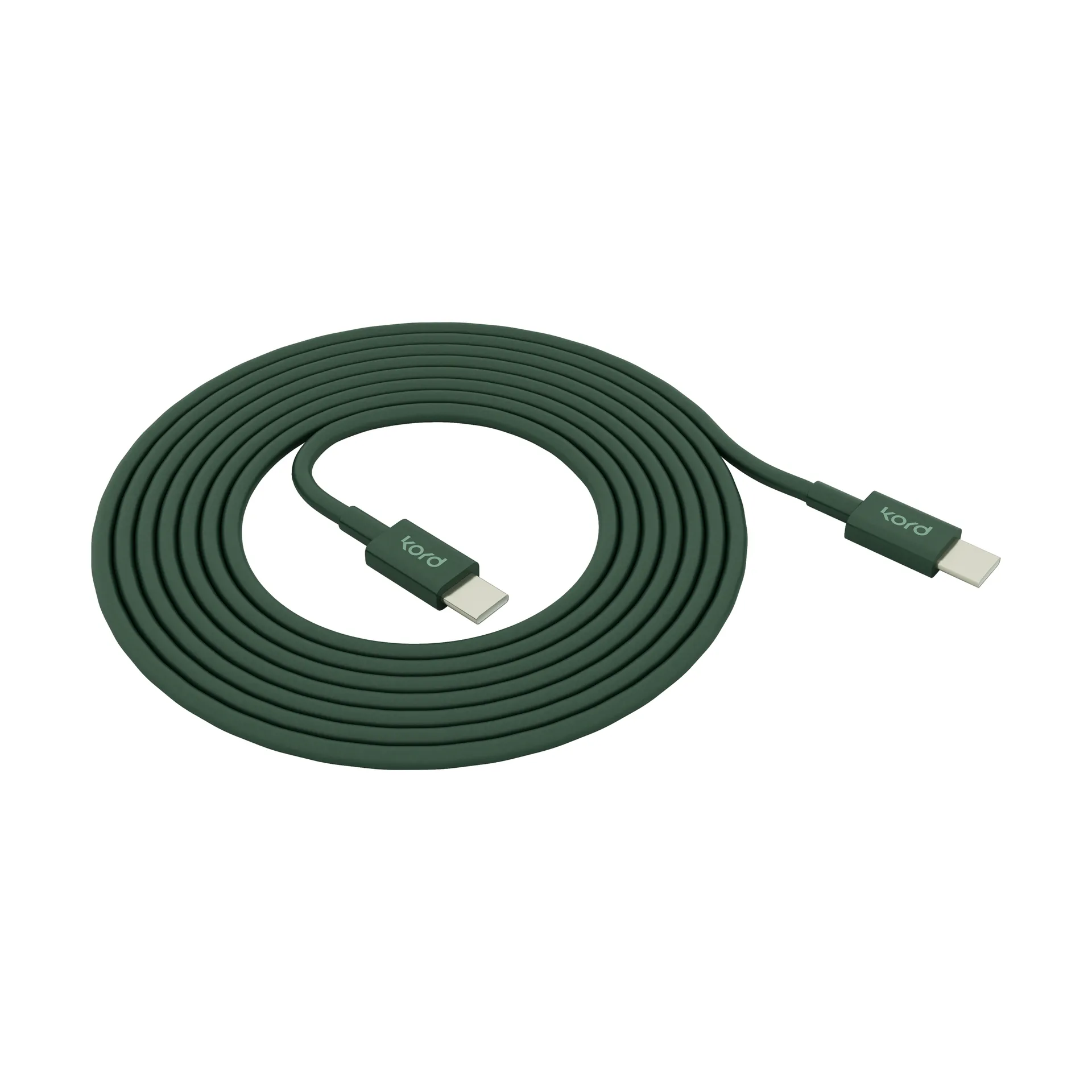 Kord USB-C til USB-C opladningskabel 1,8 m, Dark Green Kord