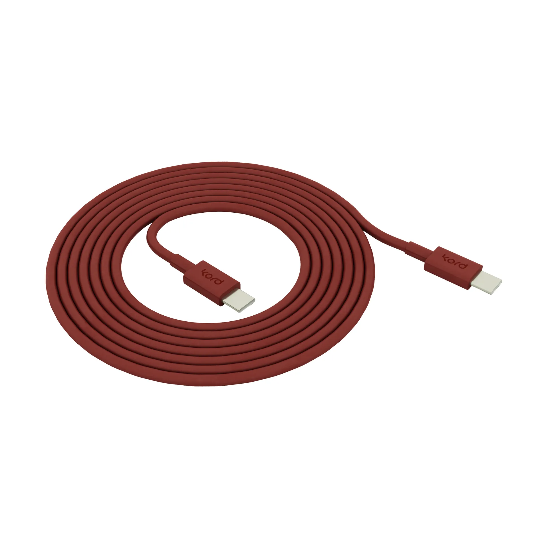 Kord USB-C til USB-C opladningskabel 1,8 m, Fired Brick Kord