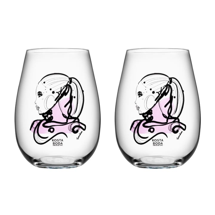 All about you glas 57 cl 2 stk - love you (rosa) - Kosta Boda