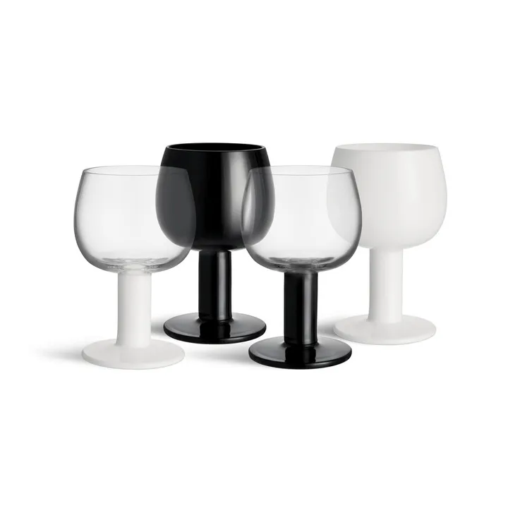 Fars glas - Hvid-sort, 4-pak - Kosta Boda