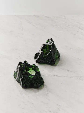 The Rock fyrfadsstage 91 mm - Smaragd grøn - Kosta Boda