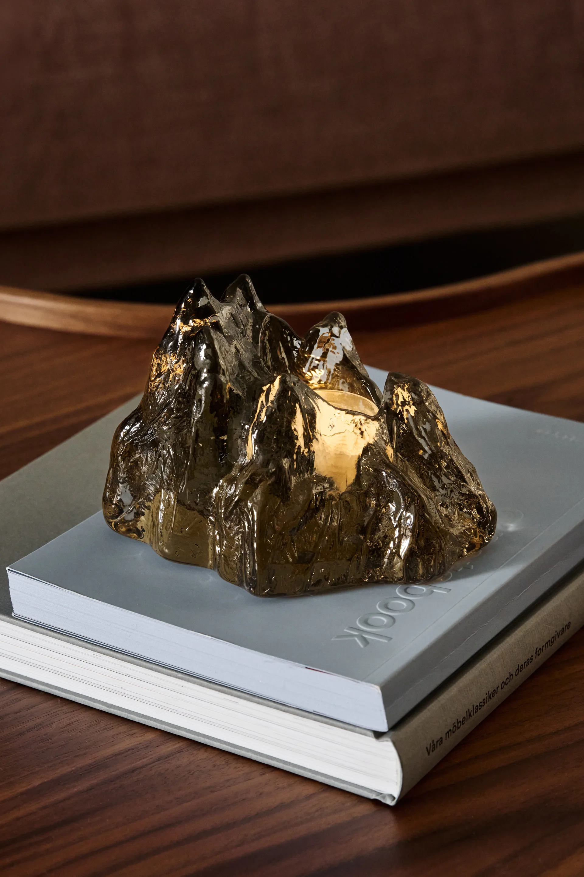 The Rock lyslygte 91 mm, Taupe Kosta Boda