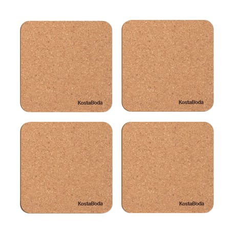 Viva glasunderlag 9,6x9,6 cm 4-pak - Kork - Kosta Boda