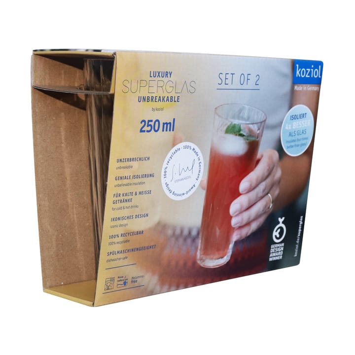 Club No. 19 drikkeglas plast 25 cl 2-pak, Krystalklar Koziol