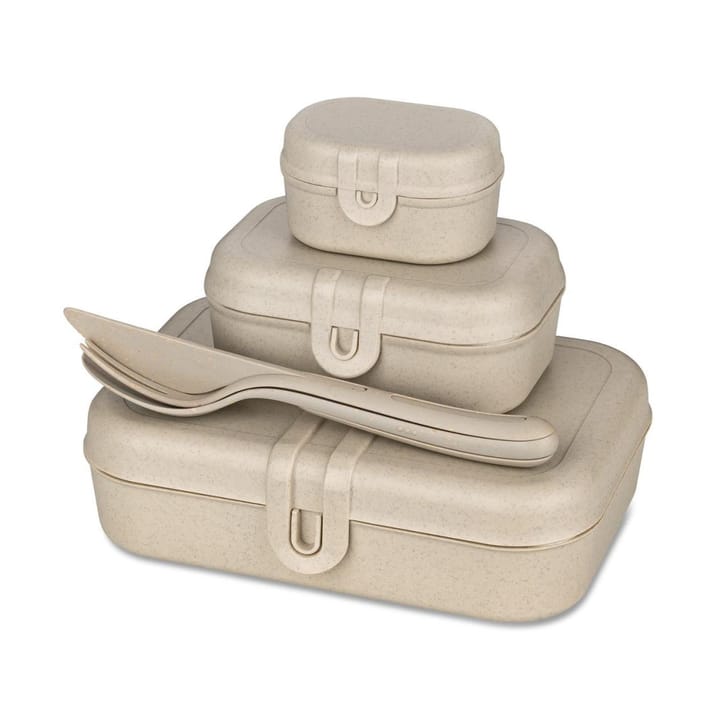 Pascal Ready Set 3x madkasse og bestik - Nature desert sand - Koziol