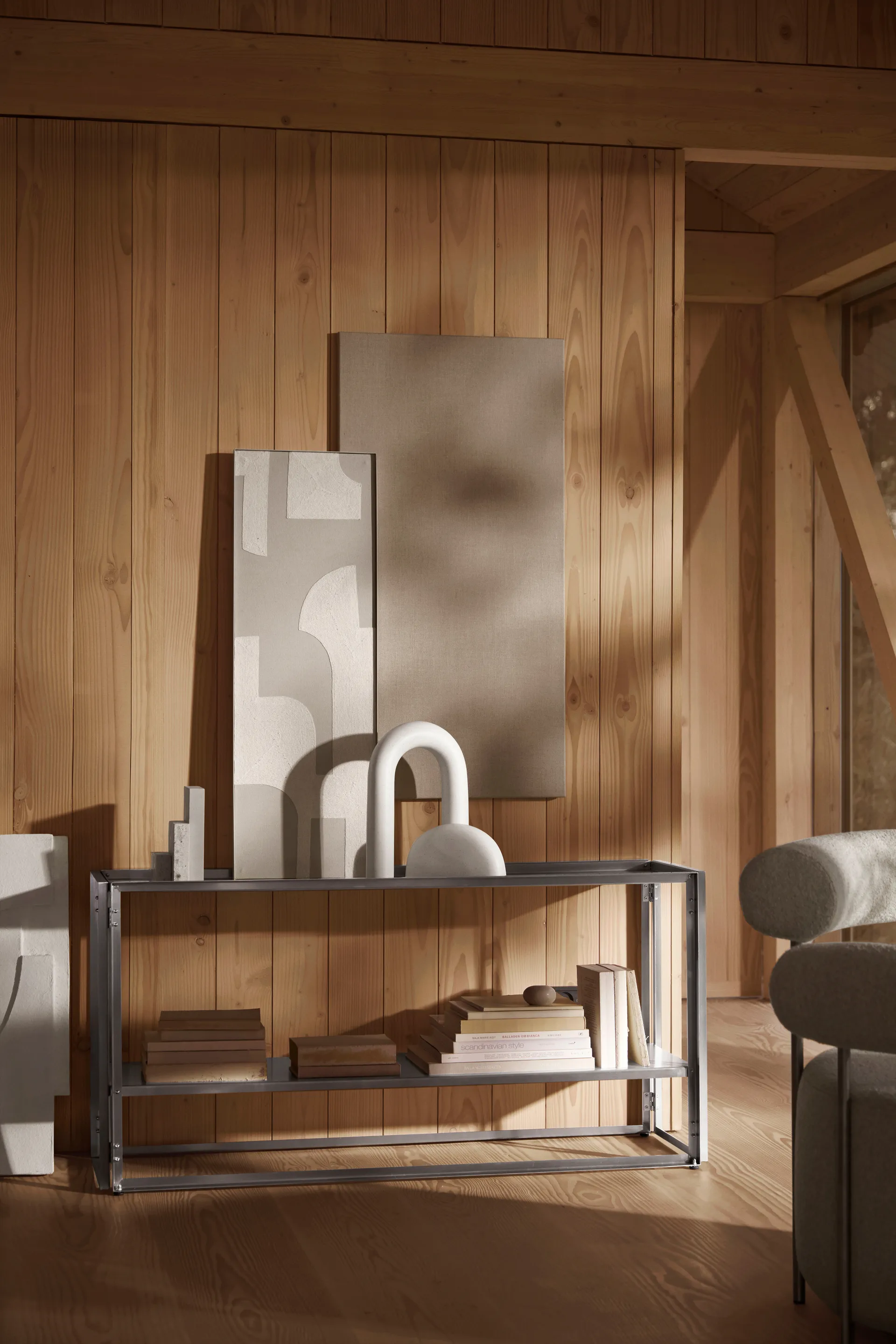 Sammenklappelig konsol 124×60 cm, Børstet rustfrit stål Kristina Dam Studio