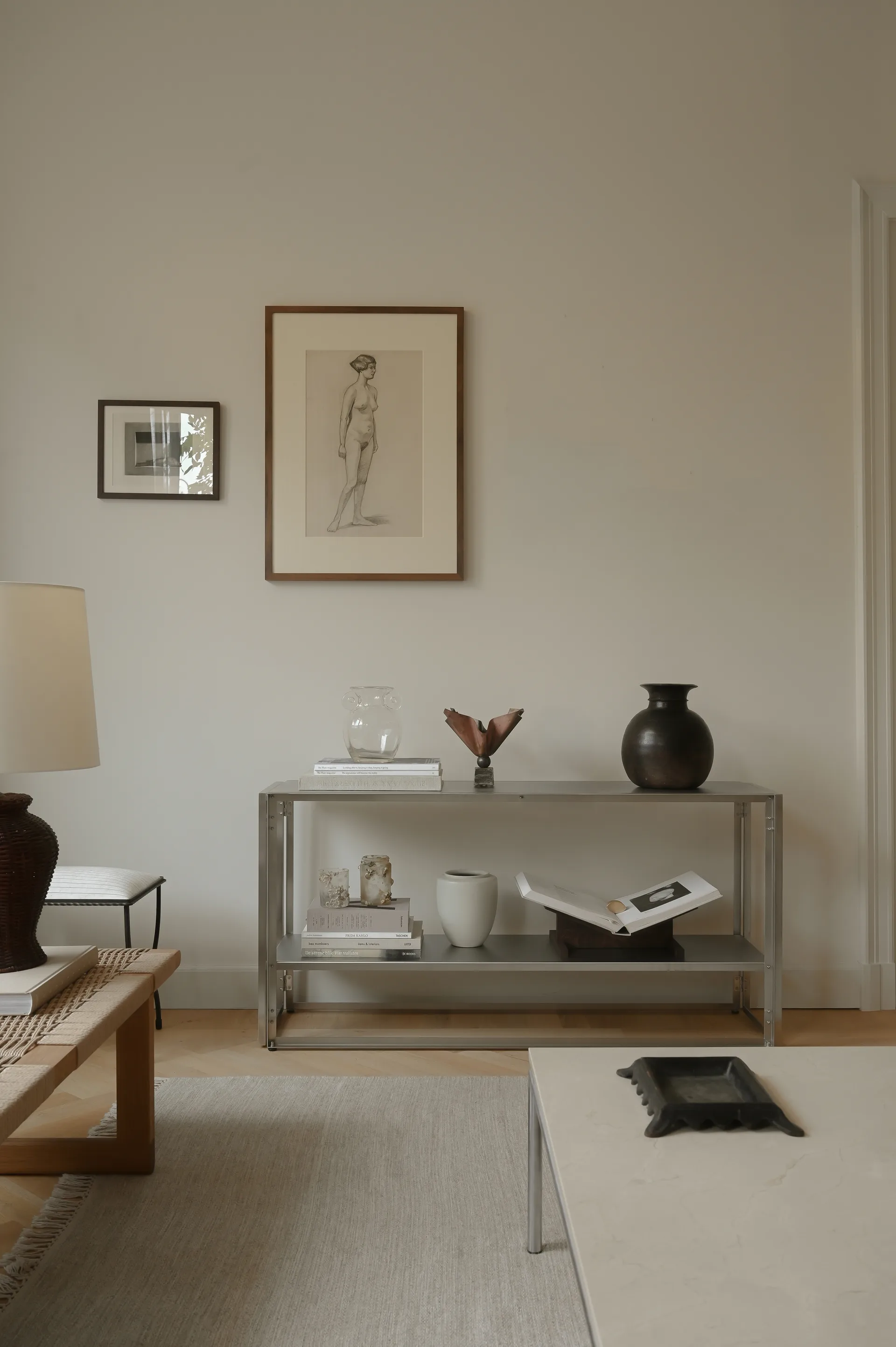 Sammenklappelig konsol 124×60 cm, Børstet rustfrit stål Kristina Dam Studio