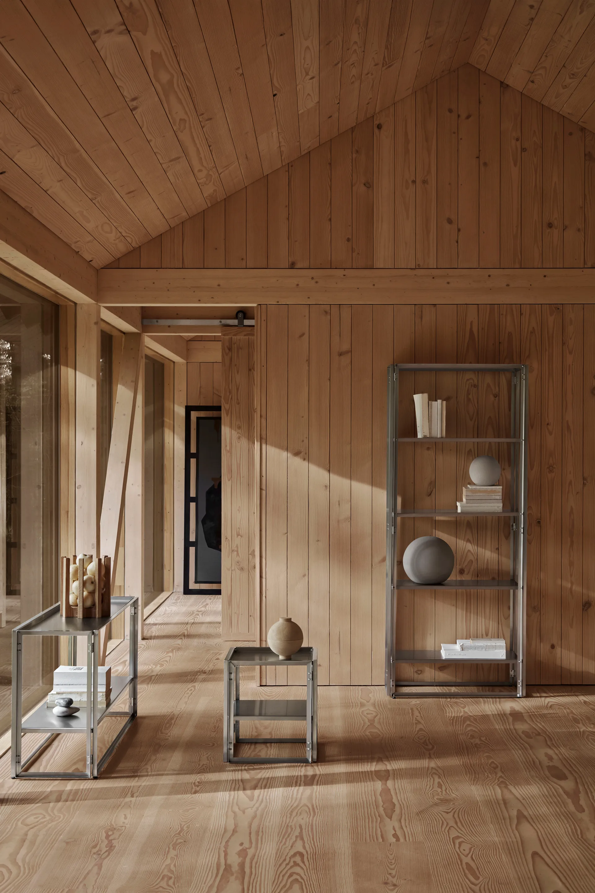 Sammenklappeligt sidebord 40x40 cm, Børstet rustfrit stål Kristina Dam Studio