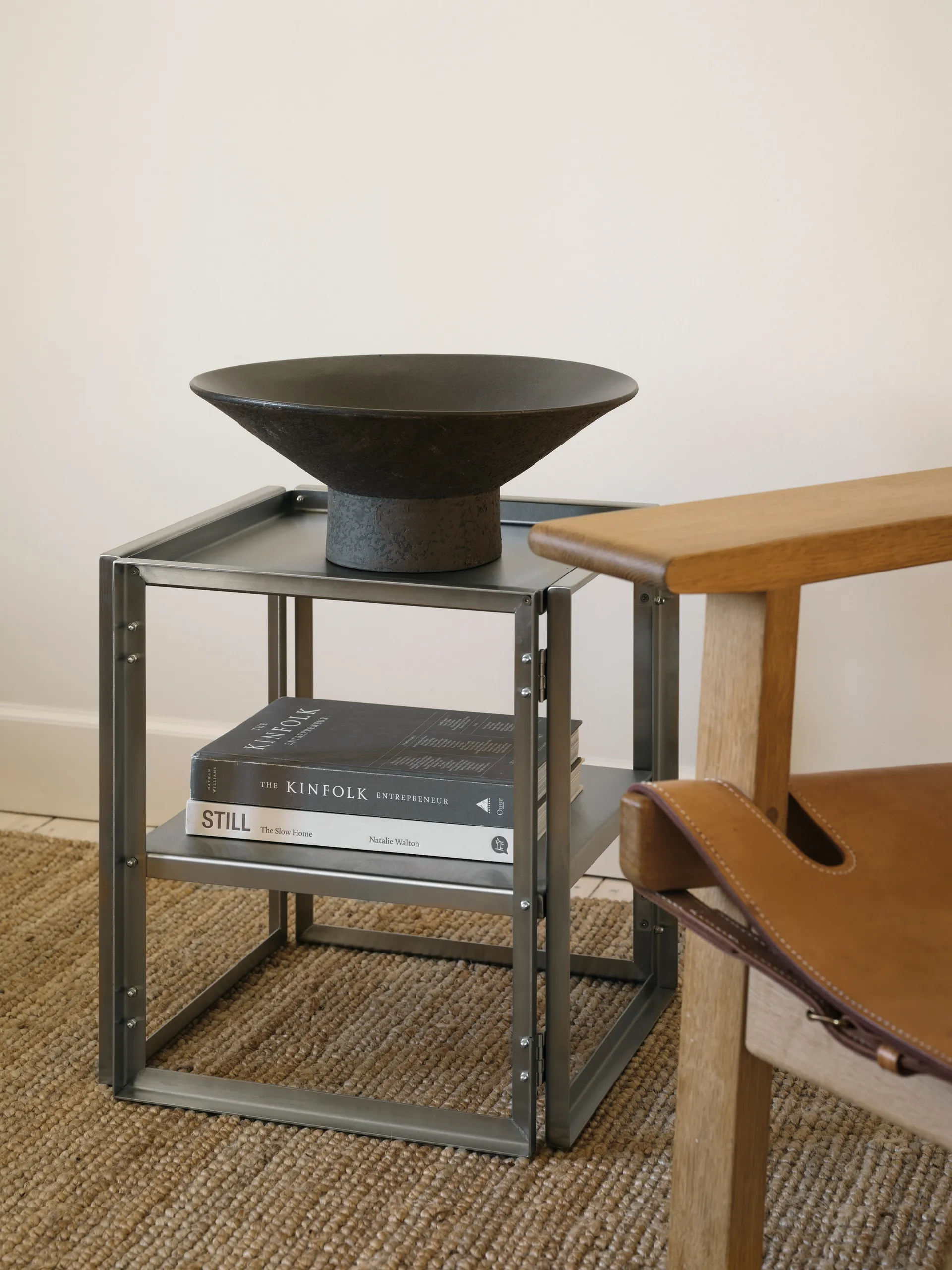 Sammenklappeligt sidebord 40x40 cm, Børstet rustfrit stål Kristina Dam Studio