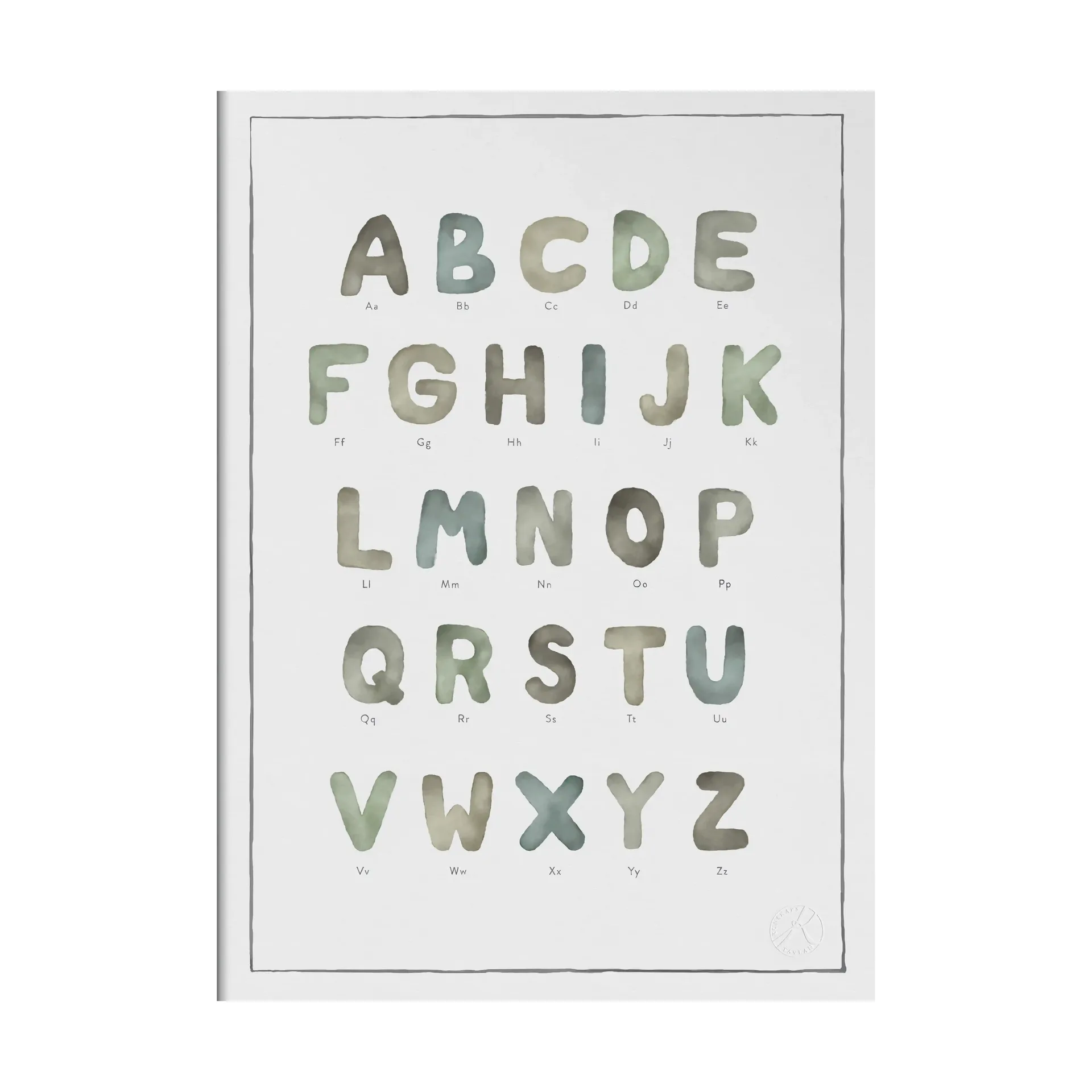 The alphabet watercolour plakat, 30x40 cm Kunskapstavlan®