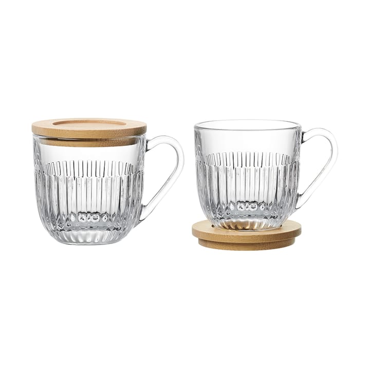 Ouessant krus med låg/underskål 2-pak - Transparent-bambus - La Rochère