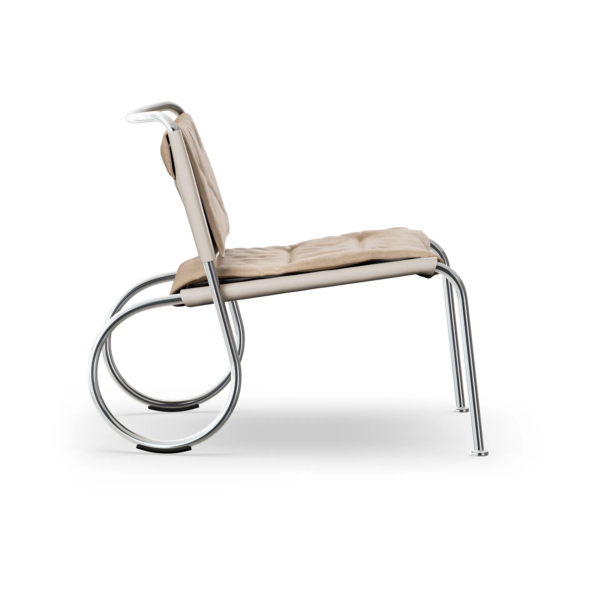 Corso easy chair stol, Elmo Nordic læder Natur-linnedug-krom Lammhults
