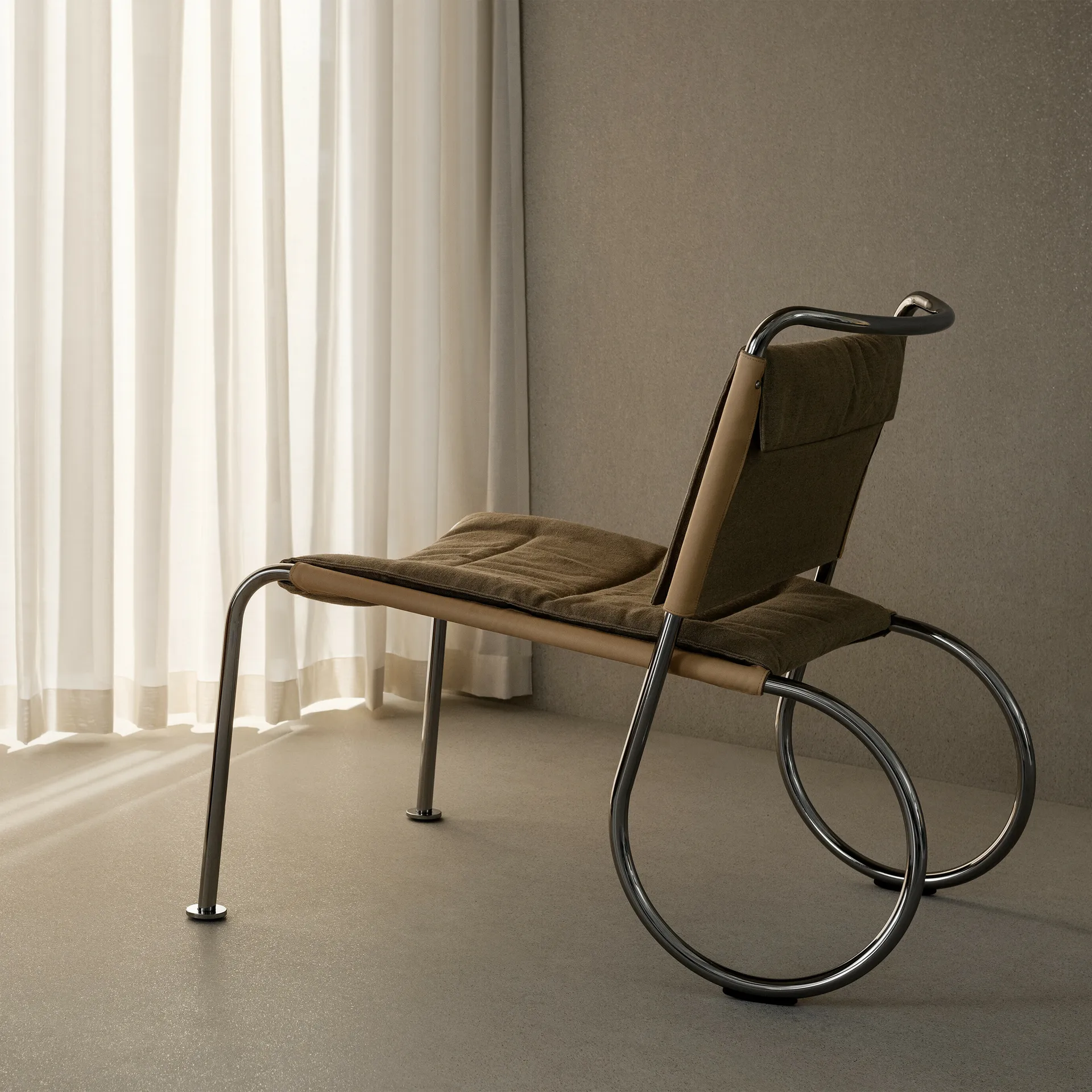 Corso easy chair stol, Elmo Nordic læder Natur-linnedug-krom Lammhults