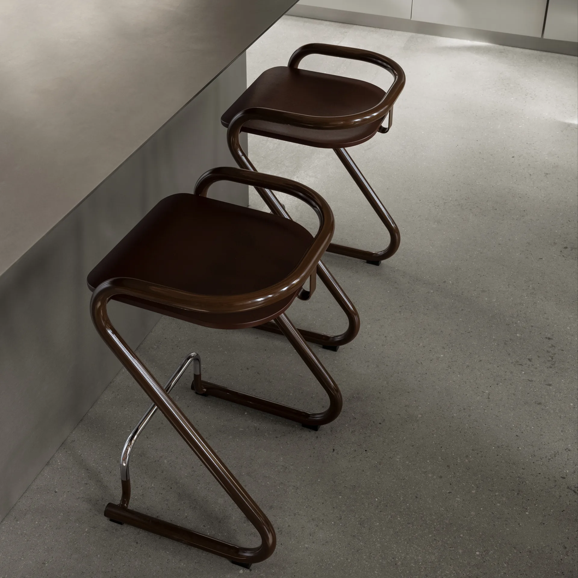 S70-3 barstol, Elmo Nordic læder Cognac-kromstel Lammhults