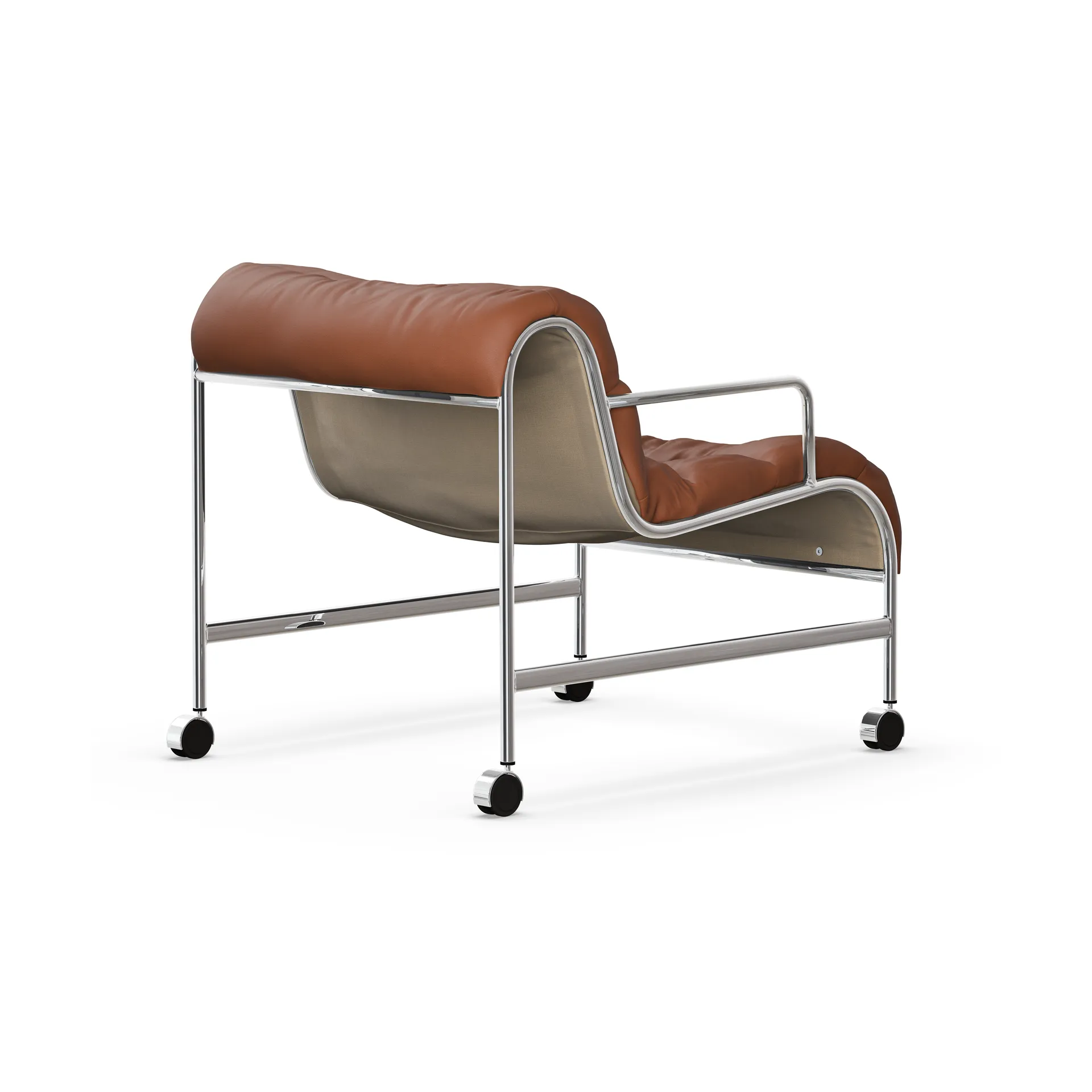 Sunny lænestol med armlæn, Læder Cognac-kromstativ m. hjul Lammhults
