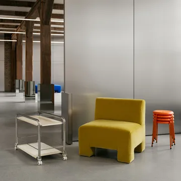 Tension rullevogn - Krom-beige-beige lædermåtte - Lammhults