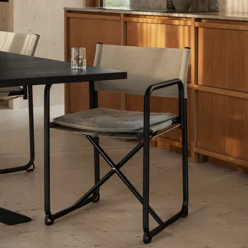 X75-2 karmstol - hørlærred natur-Elmo Nordic læder Cognac-kromede ben - Lammhults