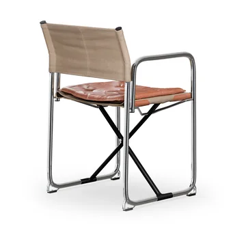 X75-2 karmstol - hørlærred natur-Elmo Nordic læder Cognac-kromede ben - Lammhults