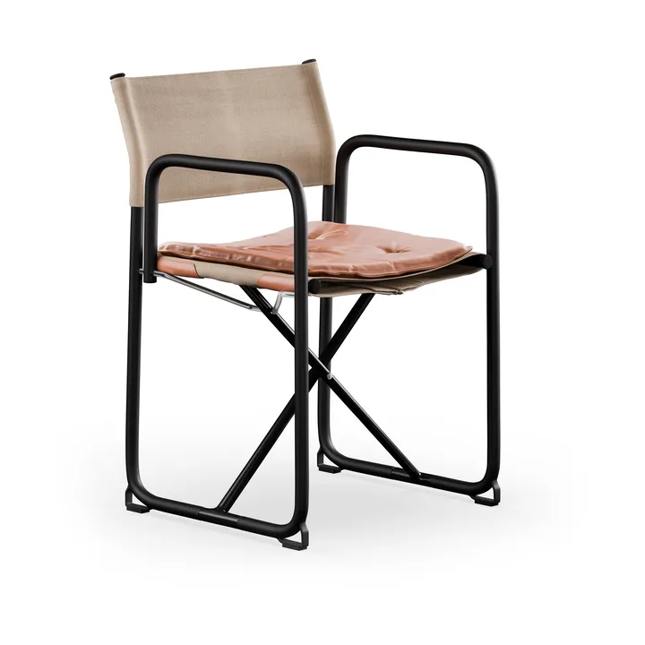 X75-2 karmstol - hørlærred natur-Elmo Nordic læder Cognac-sorte ben - Lammhults