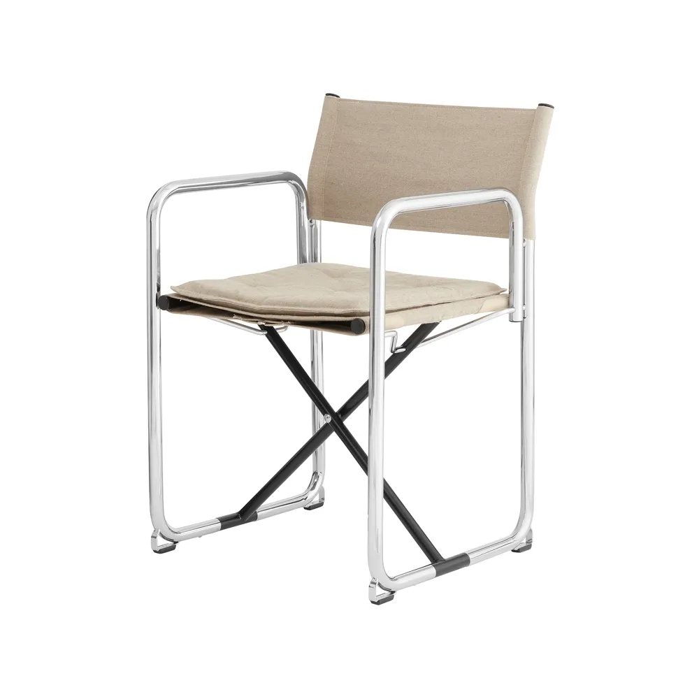 X75-2 karmstol, Naturfarvet linnedug-krom Lammhults