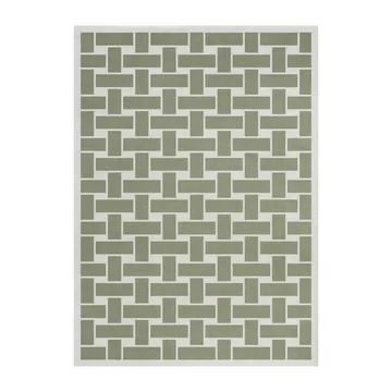 60S Geo Basket Weave uldtæppe - Olive, 180x270 cm - Layered