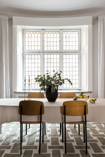 60S Geo Basket Weave uldtæppe - Olive, 180x270 cm - Layered