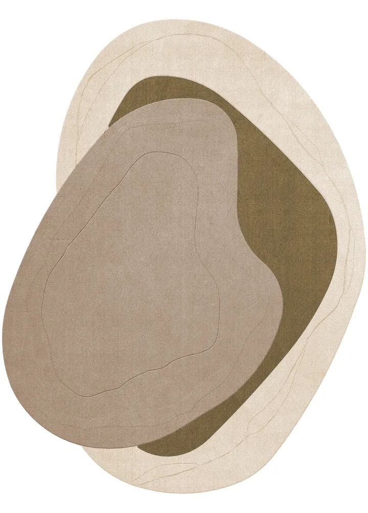 Erik Bratsberg Lozza uldtæppe - Olive, 210x270 cm - Layered