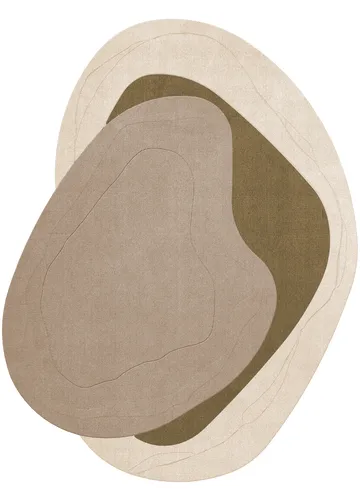 Erik Bratsberg Lozza uldtæppe - Olive, 230x300 cm - Layered