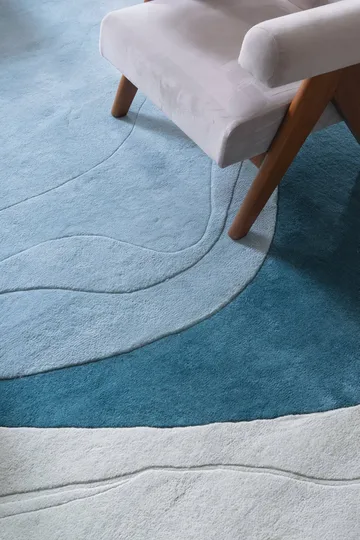 Erik Bratsberg Lozza uldtæppe - Teal, 210x270 cm - Layered