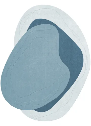 Erik Bratsberg Lozza uldtæppe - Teal, 230x300 cm - Layered