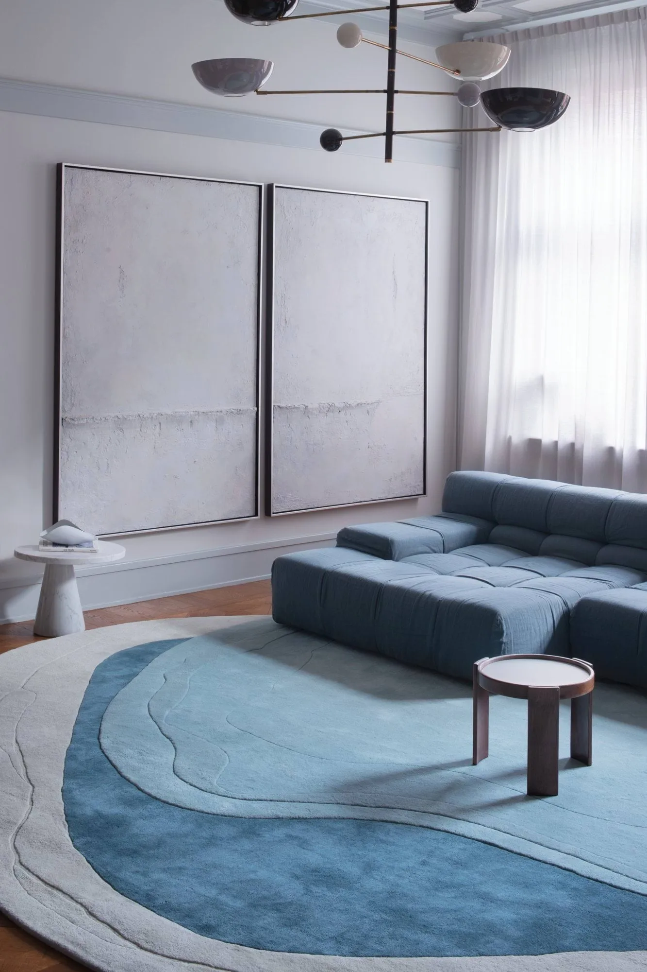 Erik Bratsberg Lozza uldtæppe, Teal, 230x300 cm Layered
