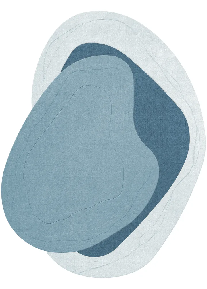 Erik Bratsberg Lozza uldtæppe - Teal, 270x350 cm - Layered