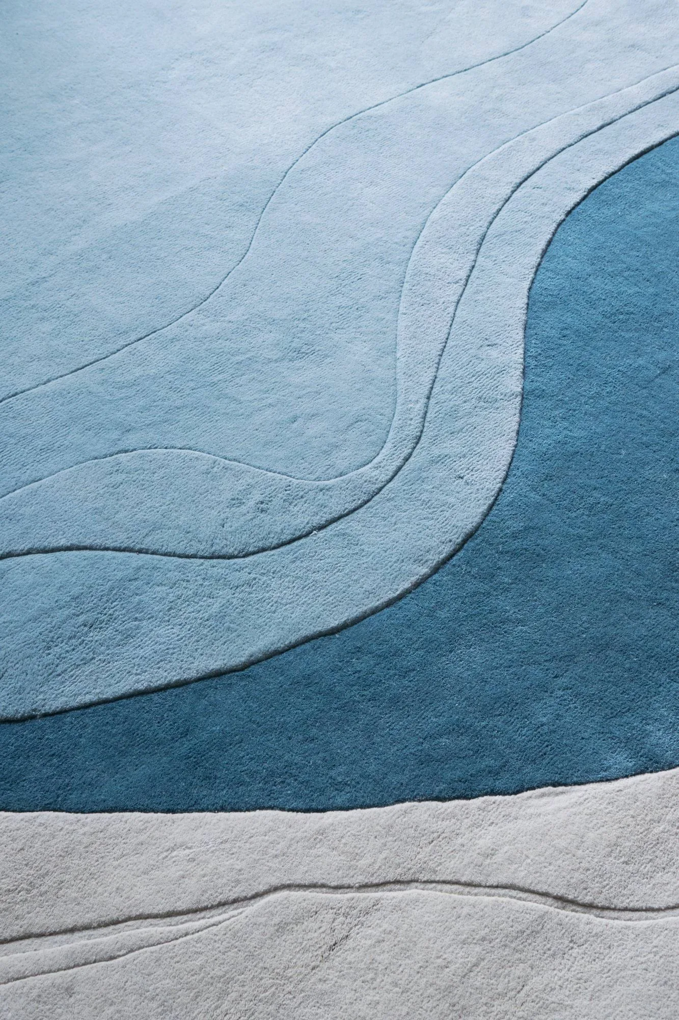 Erik Bratsberg Lozza uldtæppe, Teal, 270x350 cm Layered