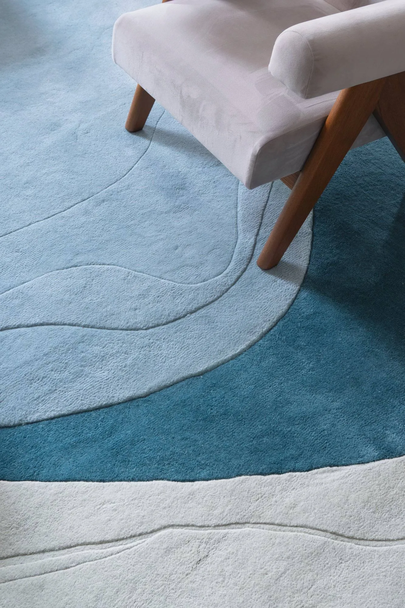 Erik Bratsberg Lozza uldtæppe, Teal, 270x350 cm Layered