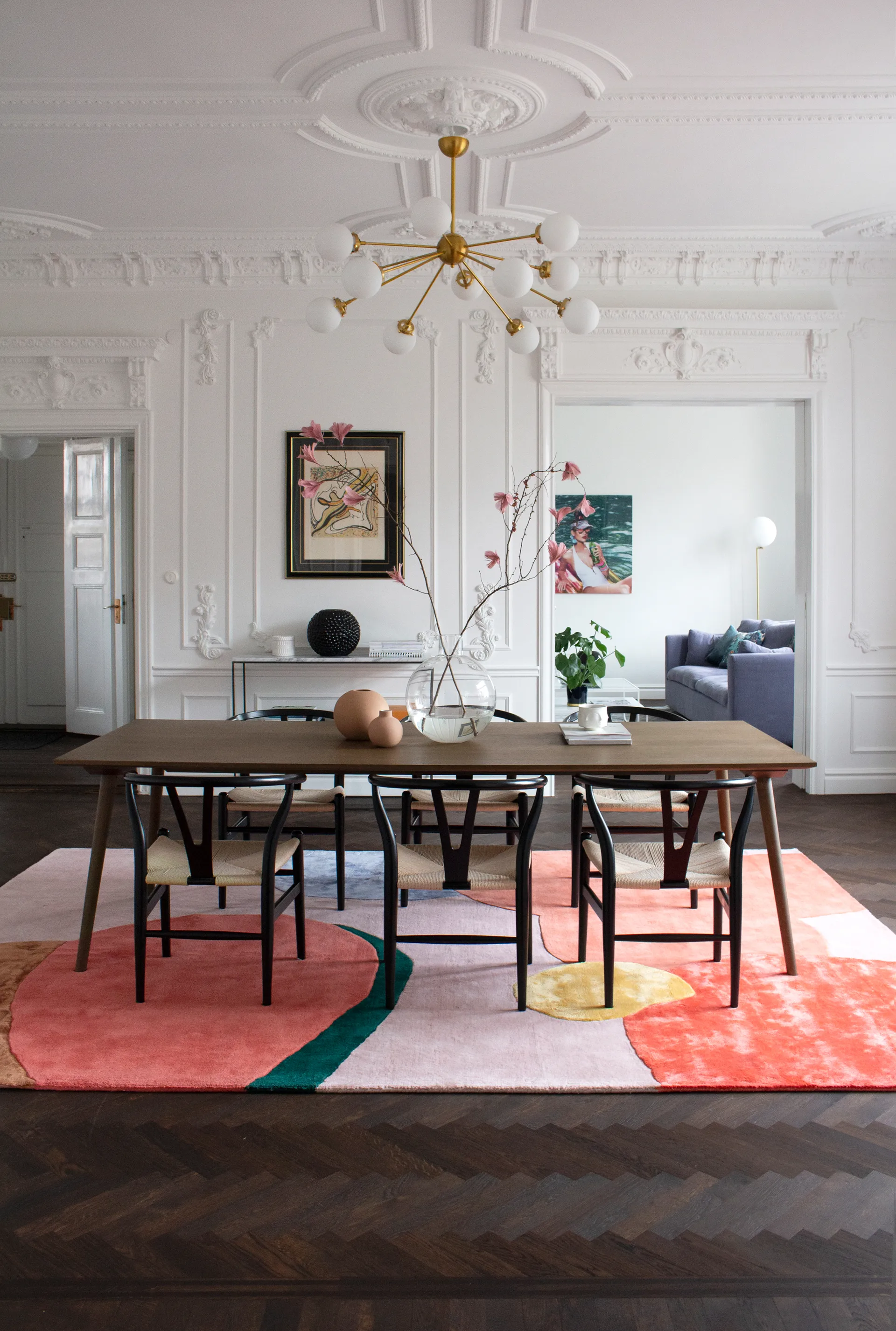 Flower Field uldtæppe 250x350 cm, Pink Layered