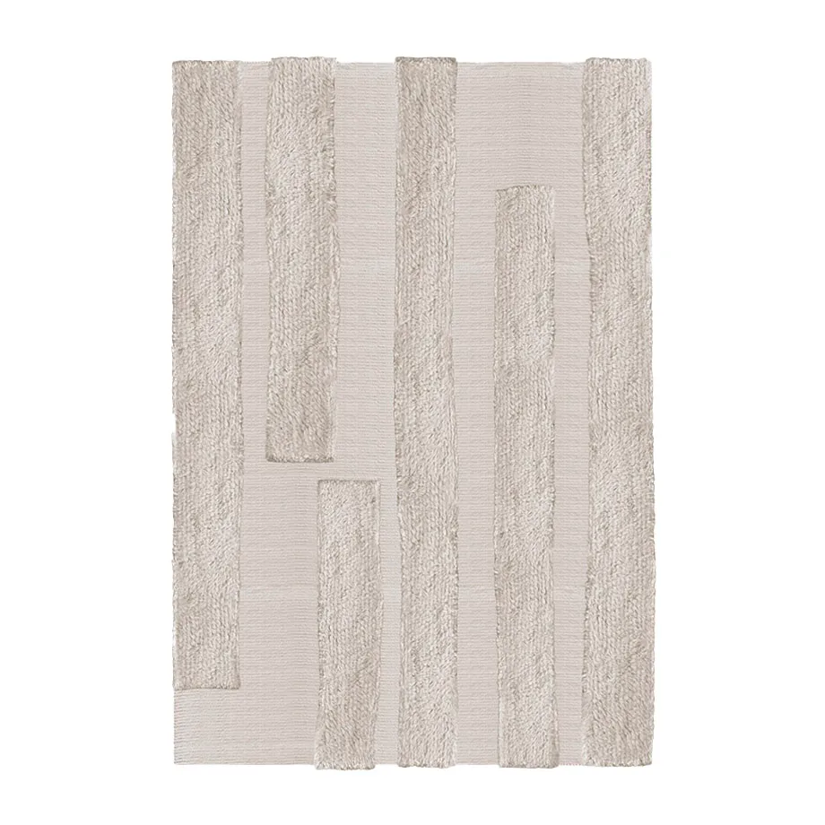 Punja Bricks uldtæppe, Sand Melange, 160x230 cm Layered