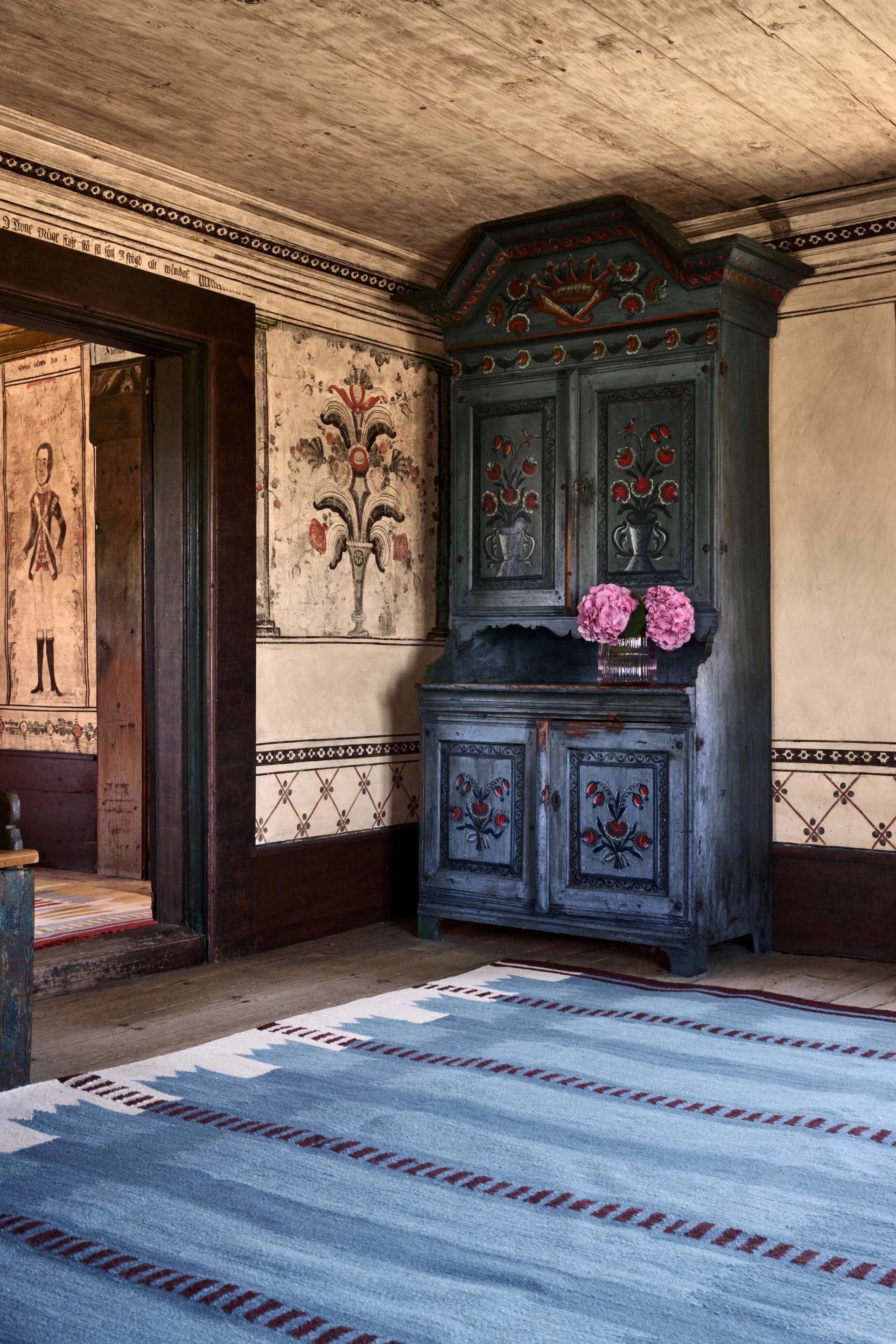 Röllakan Iris uldtæppe, Petrol, 250x350 cm Layered